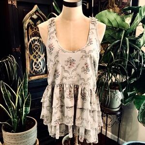 Steve Madden floral boho ruffled tank top